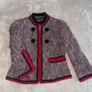 Etcetera Red and Black Classic Tweed Jacket